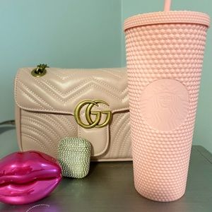 RARE Soft Touch Matte Pink Studded Starbucks